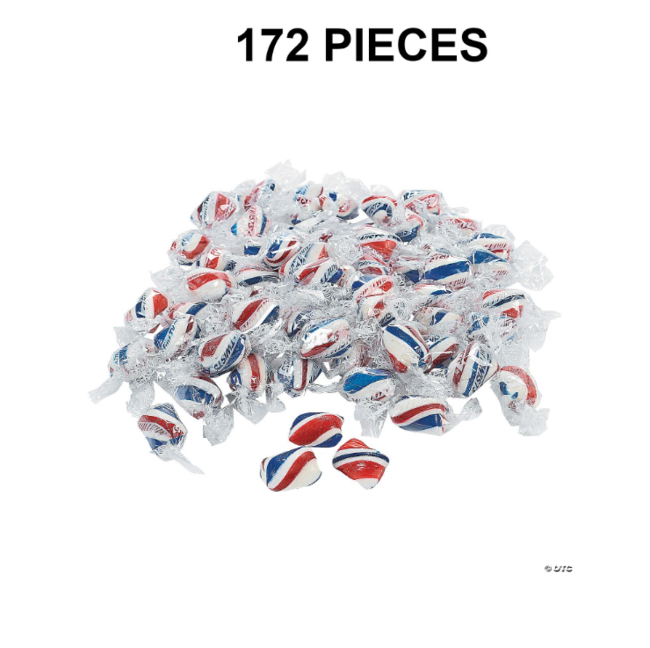 2 Lb. Patriotic Red, White & Blue Twist Peppermints - 172 Pc.